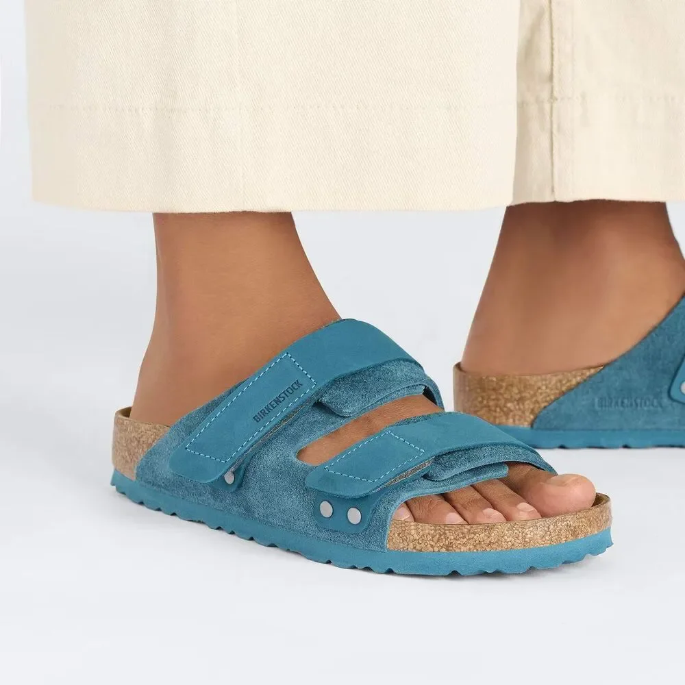 BIRKENSTOCK Uji Slide Sandal Digital Turqoise Genuine Leather Men EU 44 REGULAR